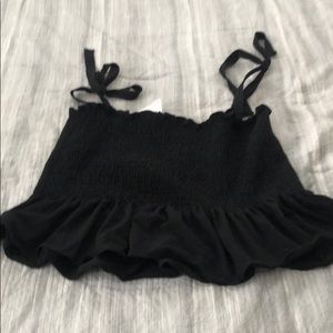 Black scrunchy blouse with ties